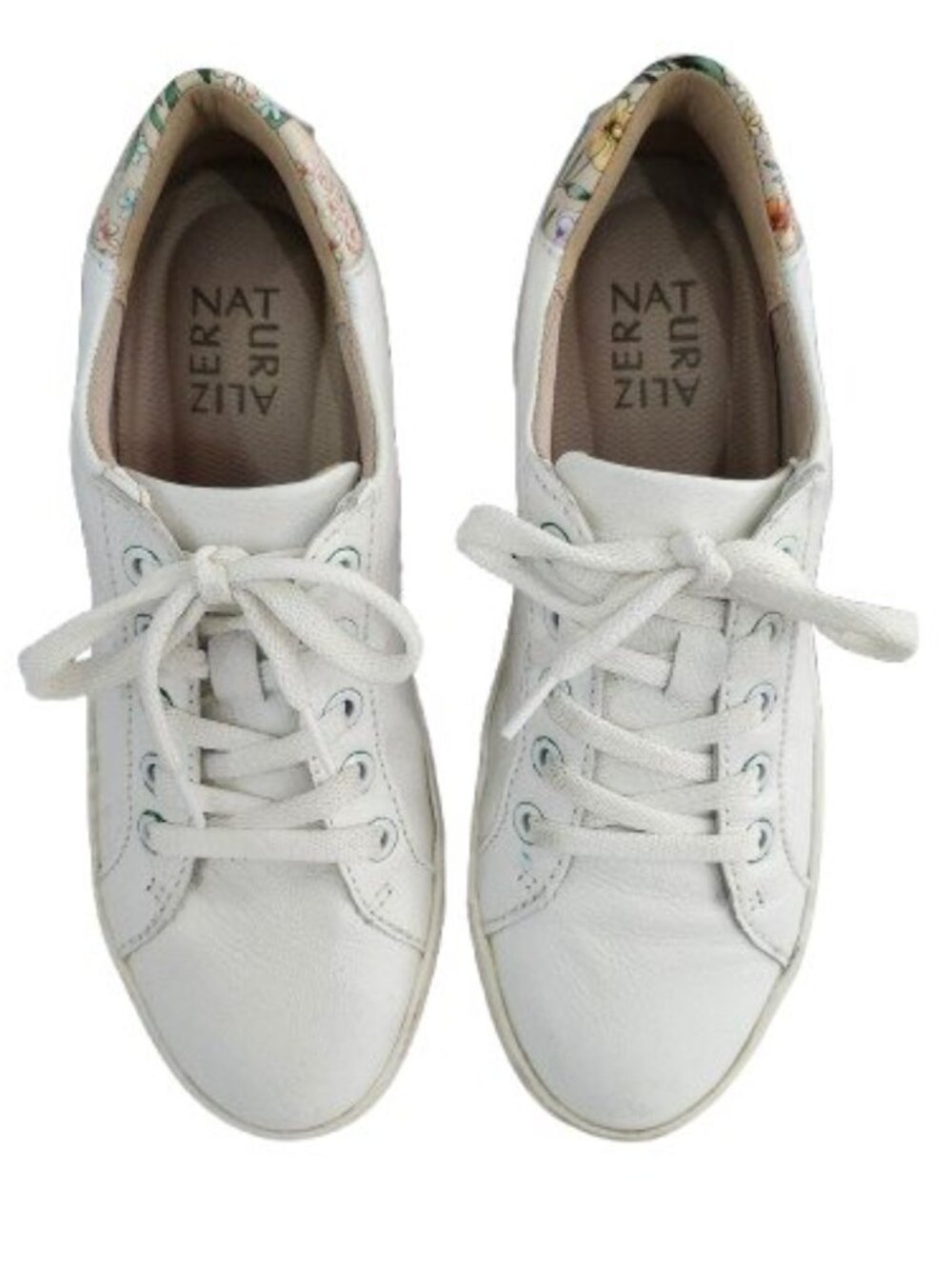 Naturalizer Morrison White Floral Leather Tennis Shoes E7754LZ10620 Womens 6.5